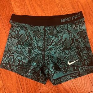 Nike Pro Women's Athletic Shorts - Black and Teal